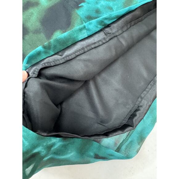 Gorgeous 100% Silk Teal Sleeveless Abstract Print Dress Faux-Wrap Knee Size 8 - Picture 8 of 10